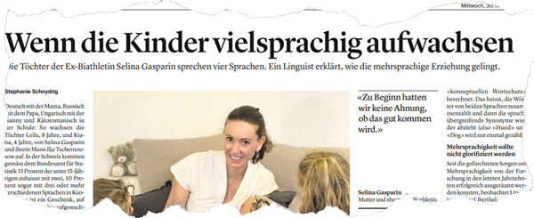 Vielsprachige Kinder: Solothurner Zeitung-Ausgabe vom 30. August 2023.